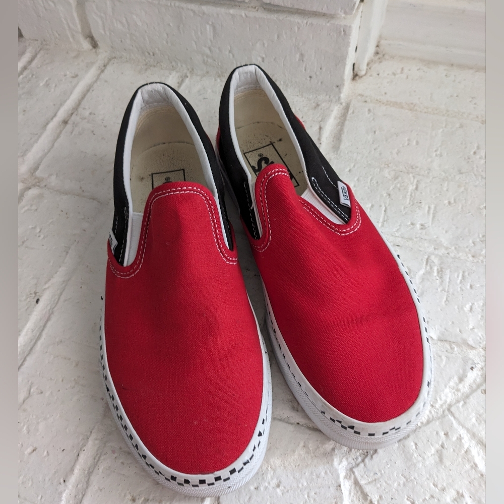 Red and Black Slip-On Sneakers